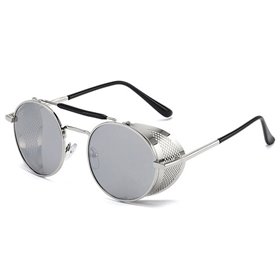 Oválné sluneční brýle Cyber Steampunk Stříbrné zrcadlovky
