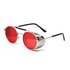 Oválné sluneční brýle Cyber Steampunk Stříbrné - červené
