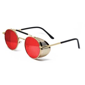 Oválné sluneční brýle Cyber Steampunk Zlaté - červené